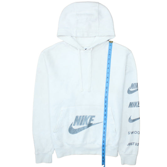 Nike Men's White Pullover Hoodie Small Logo Graphic Fleece