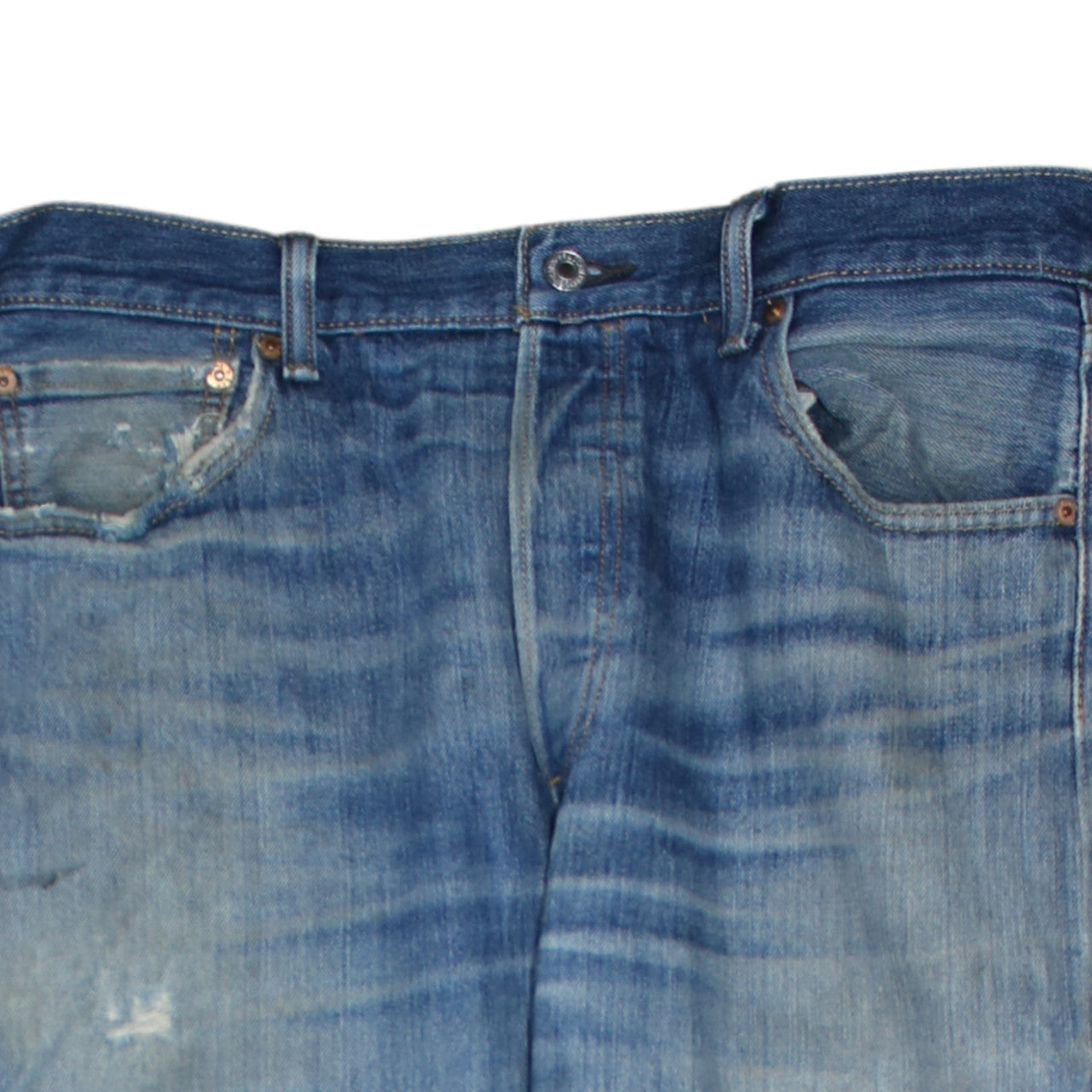 Levi's 501 Men's Blue Straight Leg Distressed Denim Jeans W36 L34