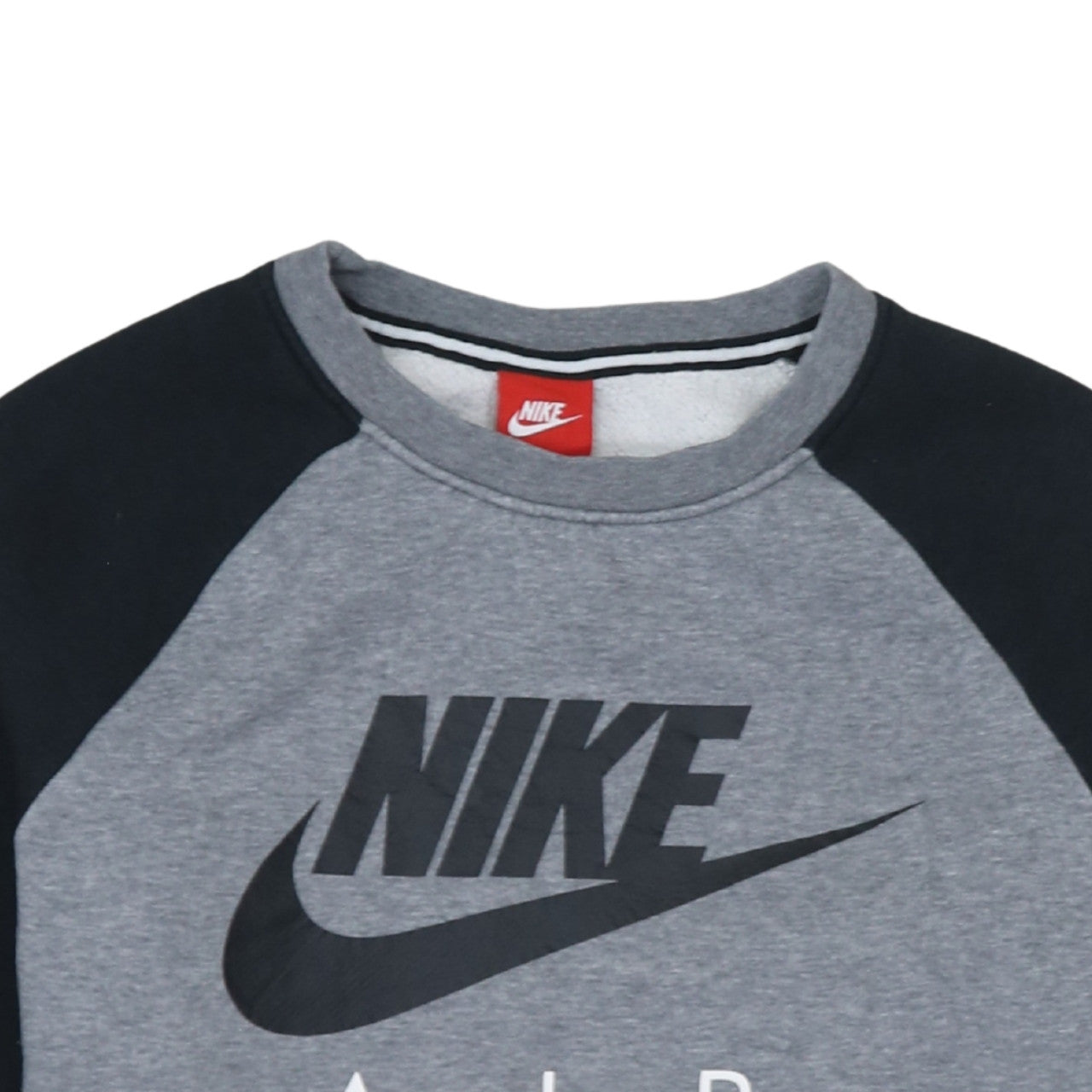 Nike Men Grey Black Air Logo Crew Neck Pullover Sweatshirt Size S