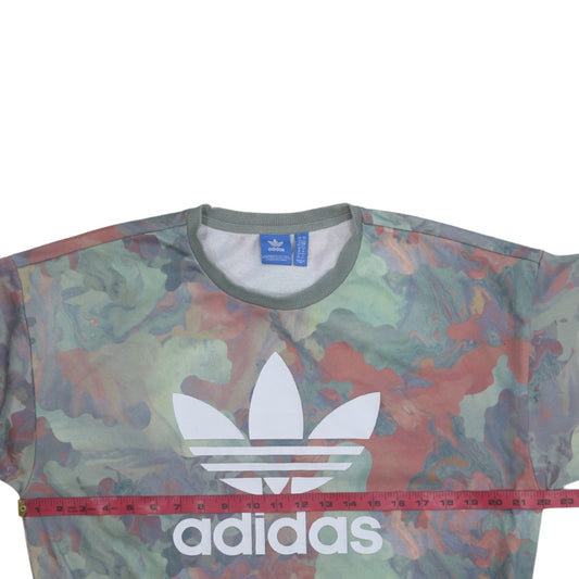 Adidas Women Multicoloured Crew Neck Pullover Sweatshirt Size 8