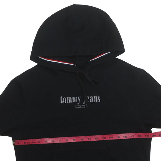 Tommy Jeans Women's Black Hoodie Medium Pullover Cotton Blend Casual Sweatshirt