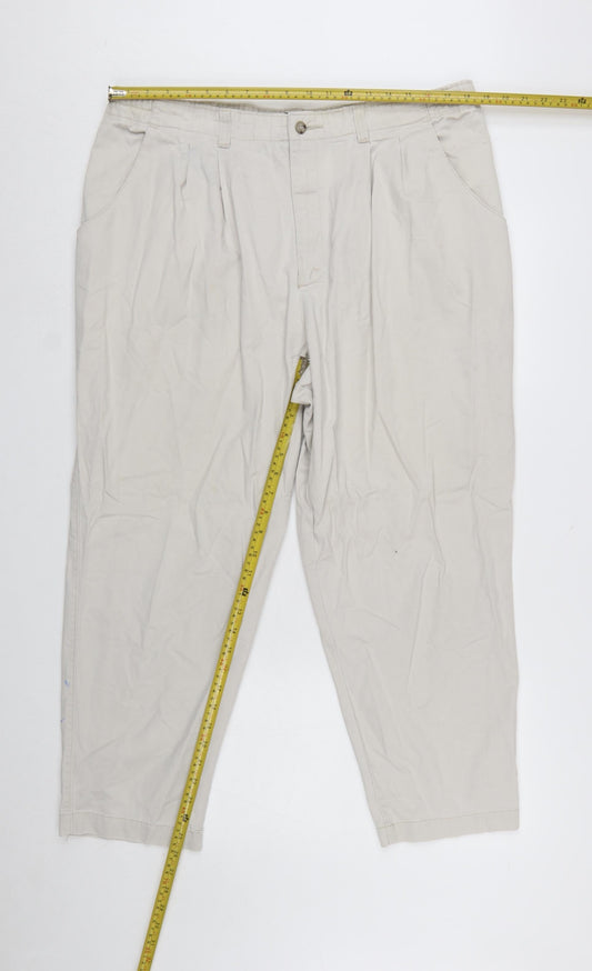 Lee Women's Beige Chino Pleated Cotton Tapered Trousers Size 18 Plus Petite