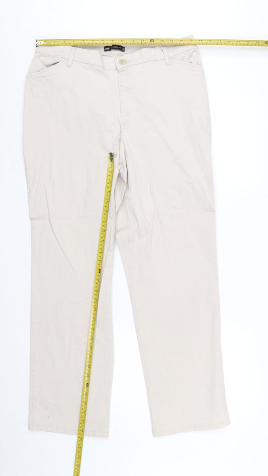 Lee Women’s Beige Chino Trousers Size 16 Relaxed Fit Cotton