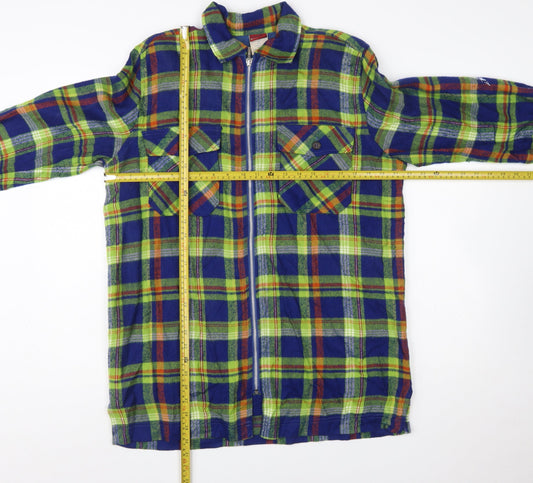 Palmetto's Men's Multicoloured Plaid Acrylic Flannel Zip Shirt S
