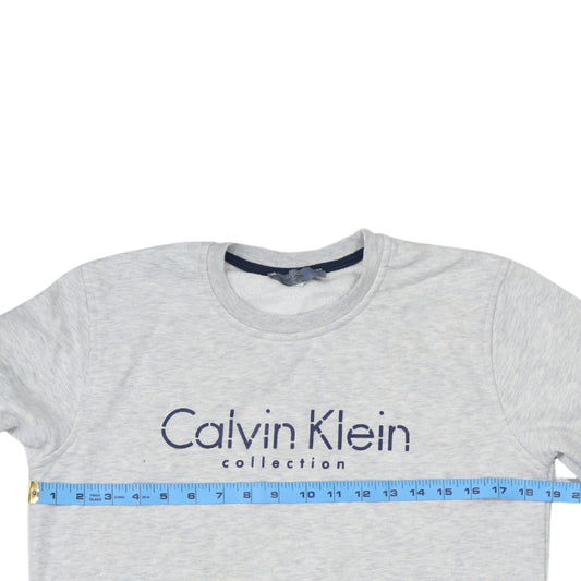 Calvin Klein Men Grey Cotton Logo Pullover Sweatshirt Size S