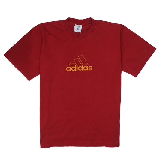 Adidas Men's Red Cotton Short Sleeve Sports Logo T-Shirt Size M