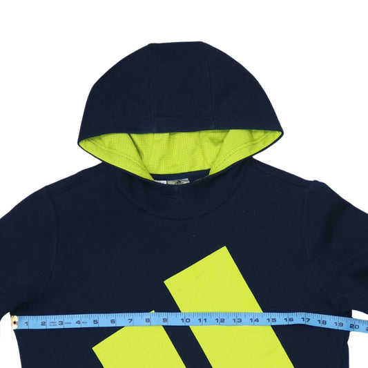 Adidas Boys Blue Pullover Hoodie Size 13-14 Years Graphic Logo Sweatshirt