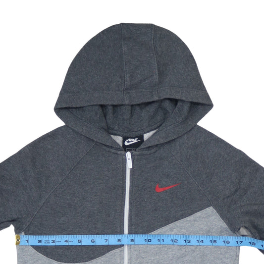 Nike Boys Grey Full Zip Hoodie Sweatshirt L 147-158cm Colourblock Hooded