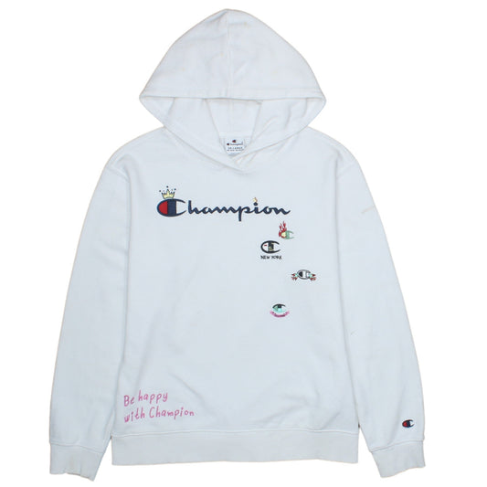 Champion Girls White Pullover Hoodie 15-16 Years Logo Graphic Hooded Sweatshirt