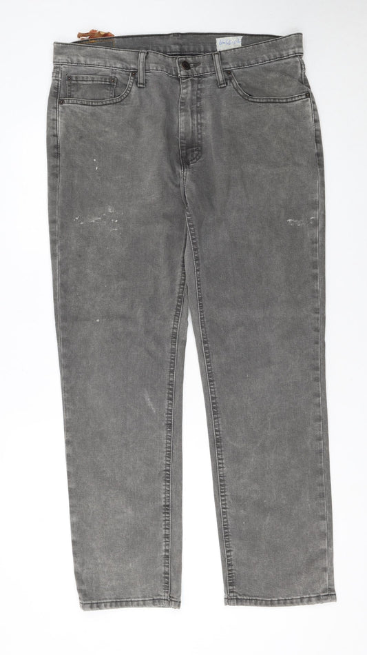 Levi's Men Grey Straight Fit Denim Jeans W33 L30 Regular