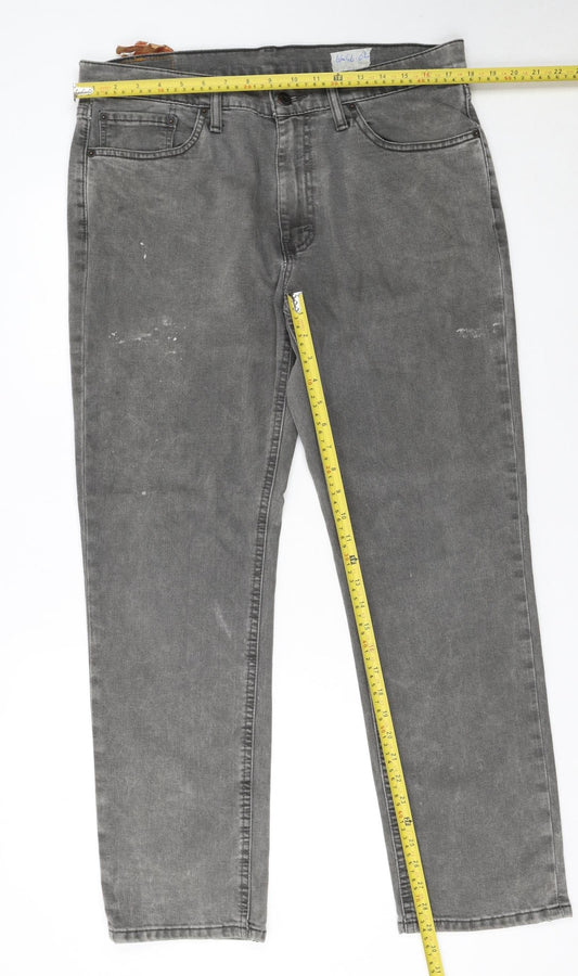 Levi's Men Grey Straight Fit Denim Jeans W33 L30 Regular