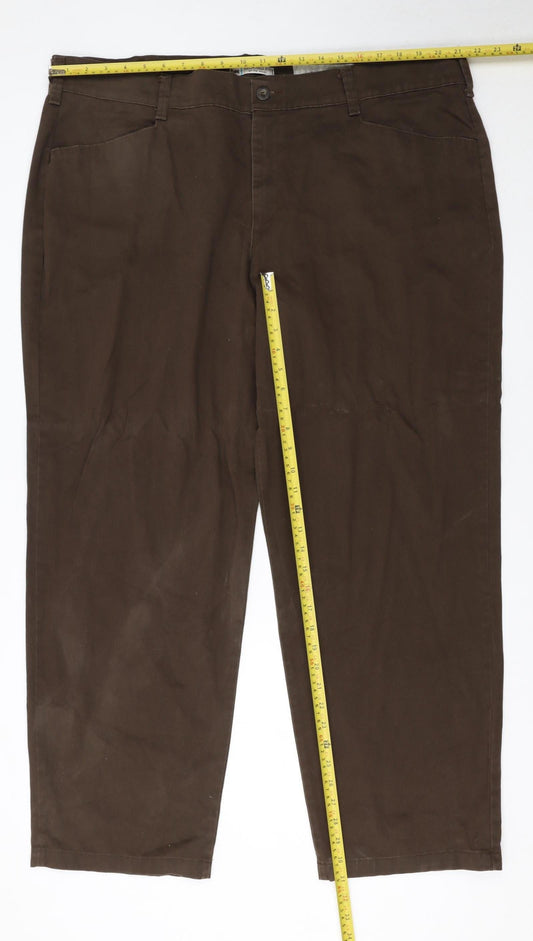 Lee Men's Brown Relaxed Fit Cotton Chino Trousers Size 22W