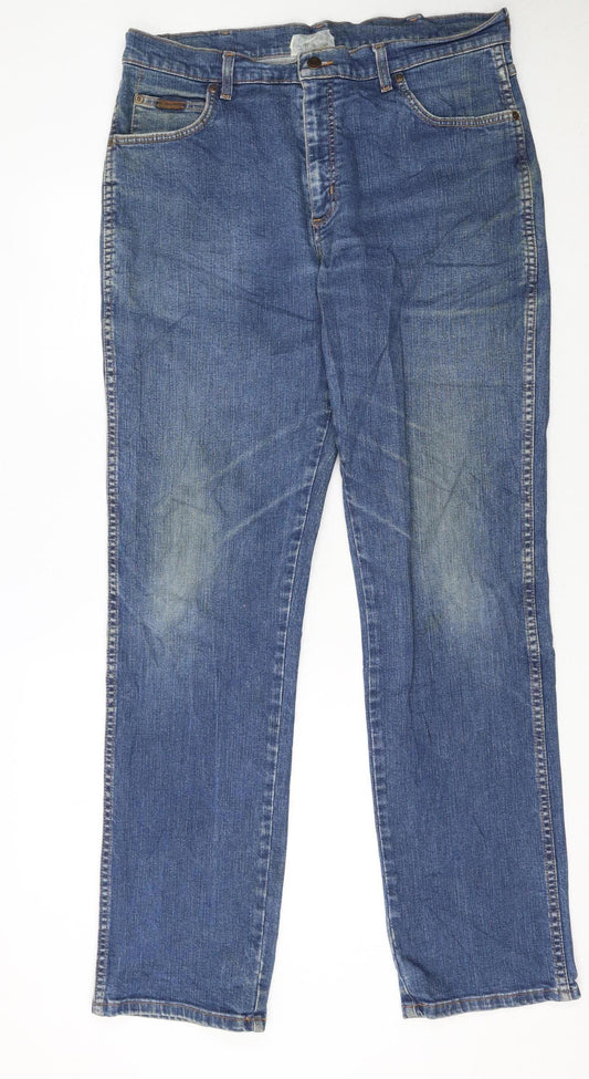 Wrangler Men's Blue Regular Fit Straight Denim Jeans 36x34
