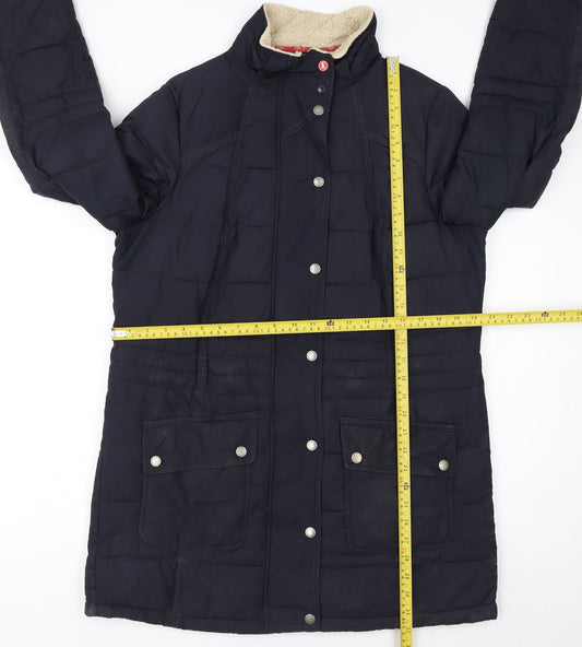 Barbour Womens Blue Long Puffer Coat Size 14 Quilted Winter Jacket