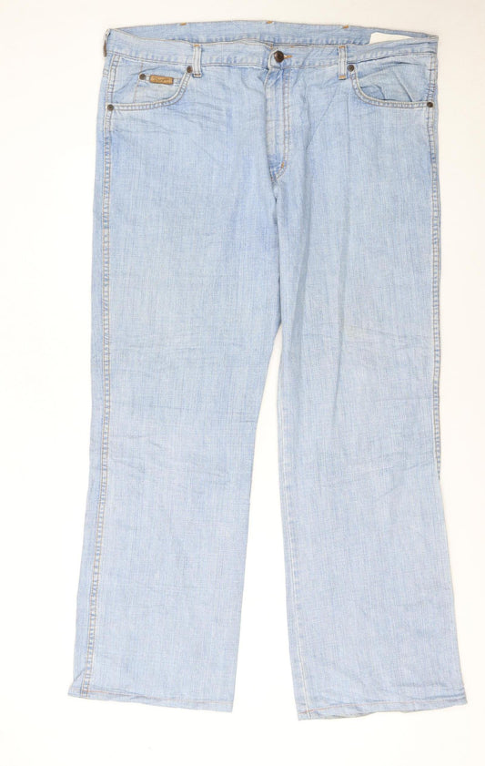 Wrangler Men's Blue Bootcut Jeans W40 L32 100% Cotton Denim