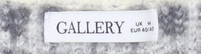 Gallery Women Cream Grey Fair Isle Wool Blend Jumper Size M