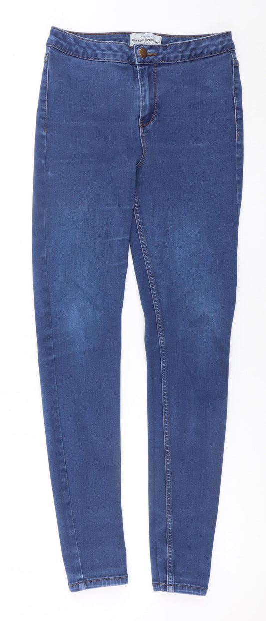 New Look Women's Blue High Waist Super Skinny Jeans Size 10