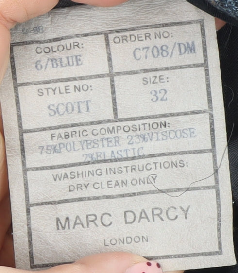Marc Darcy Men's Blue Check Dress Pants Size 32 Regular Fit