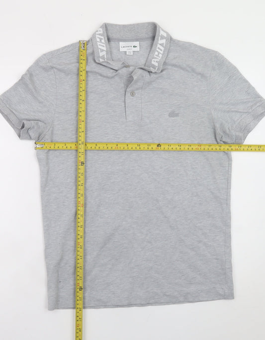 Lacoste Men's Grey Slim Fit Polo Shirt Size M Short Sleeve Logo