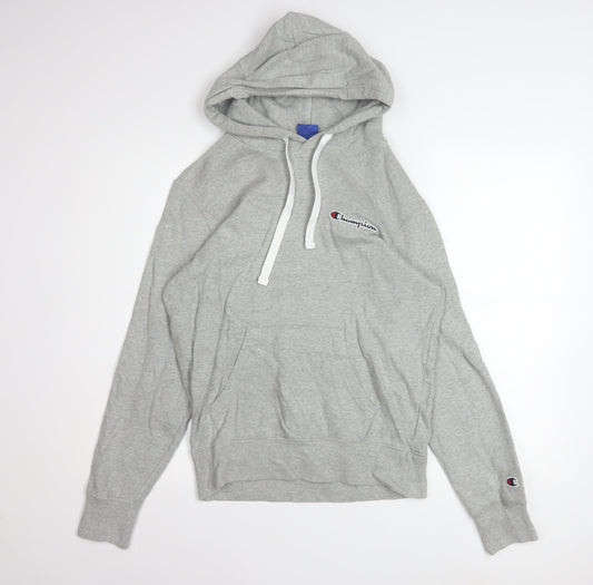 Champion Men's Grey Pullover Hoodie Small Logo Fleece Sweatshirt