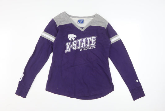 Champion Women's Purple K-State Wildcats Long Sleeve Pullover Sweatshirt Size M