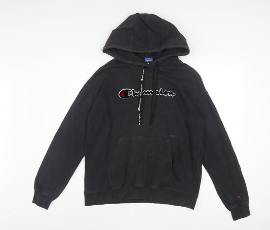 Champion Men's Black Pullover Hoodie Small Logo Fleece Sweatshirt