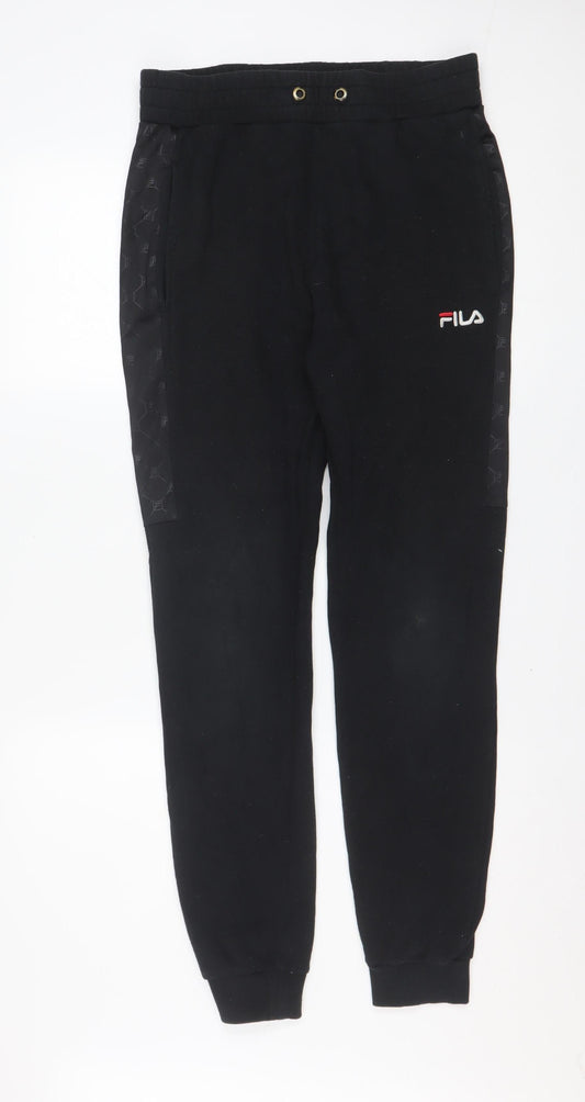 Fila Men's Black Jogger Sweatpants Small Cotton Blend Regular Fit