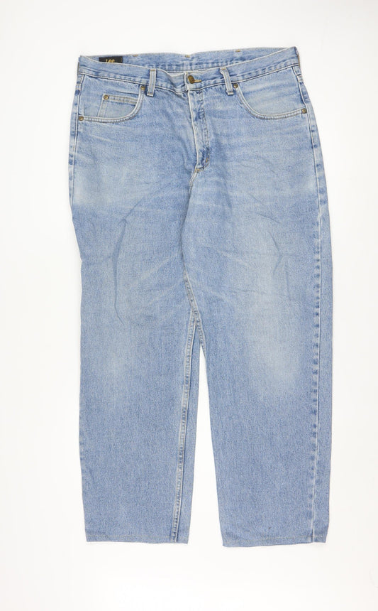Lee Men's Blue Straight Leg Denim Jeans 38W 32L Regular Fit