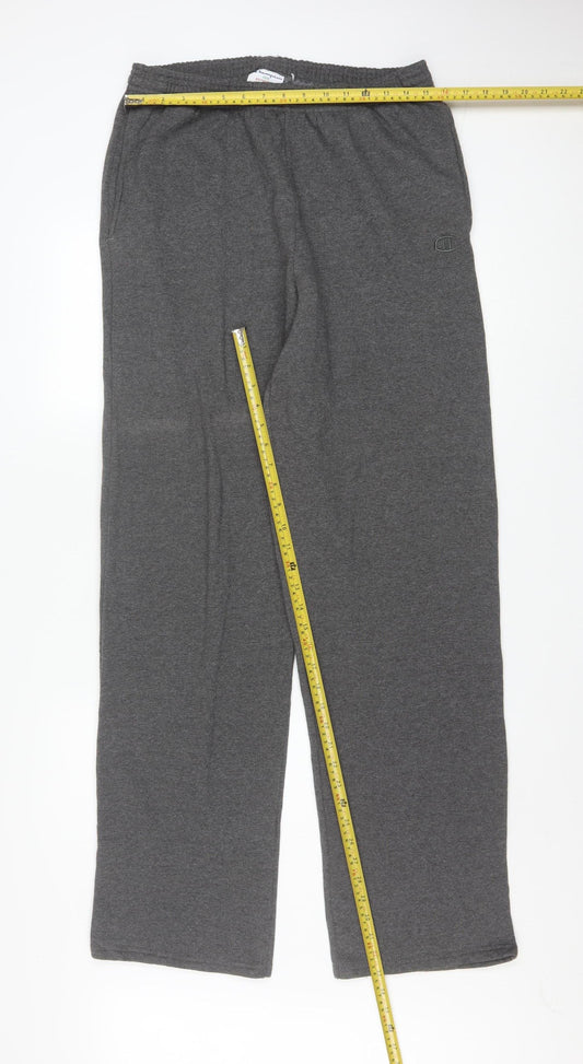 Champion Mens Grey Sweatpants L Regular Fit Fleece Athletic Trousers