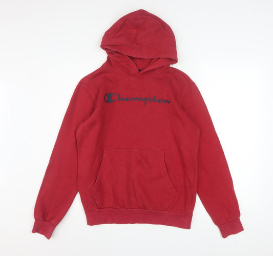 Champion Boys Red Pullover Fleece Hoodie 13-14 Years Logo Print