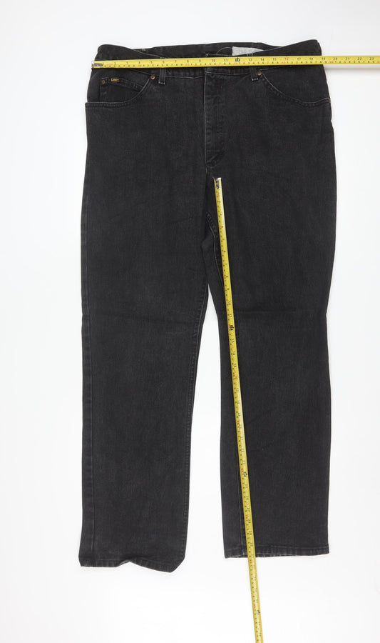 Lee Men's Black Straight Leg Denim Jeans 40x32 Regular Fit