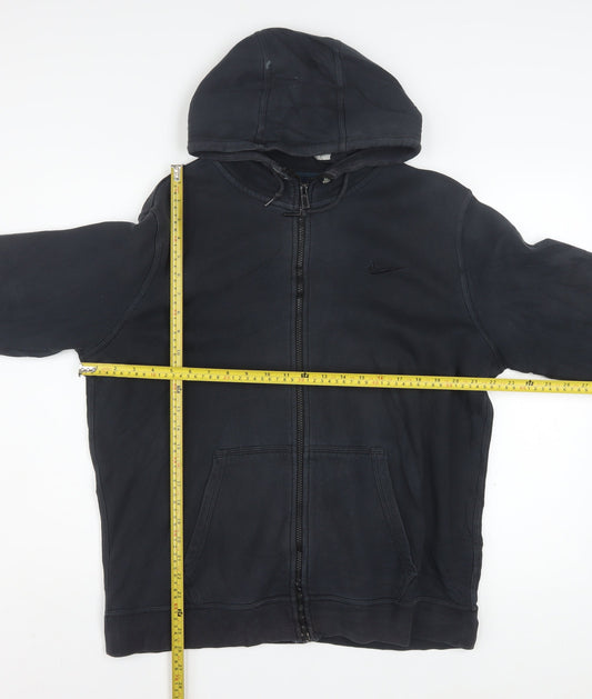 Nike Men's Black Full Zip Hoodie Size L Fleece Cotton Blend