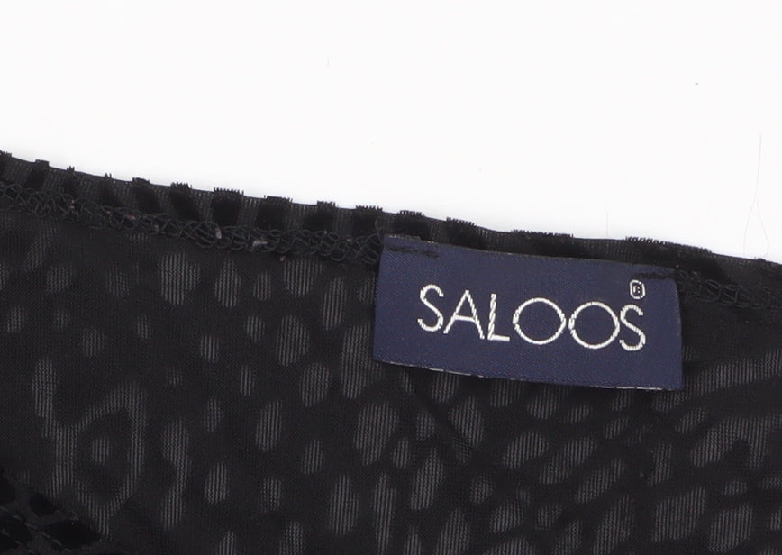 Saloos Women’s Black Velvet Animal Print Tunic Blouse Size 18