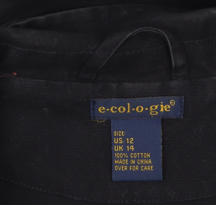 E-col-o-gie Women's Black Cotton Military Jacket Size 14