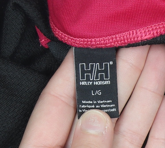 Helly Hansen Womens Black Pink Long Sleeve Pullover Sweatshirt Size L Merino Wool Blend