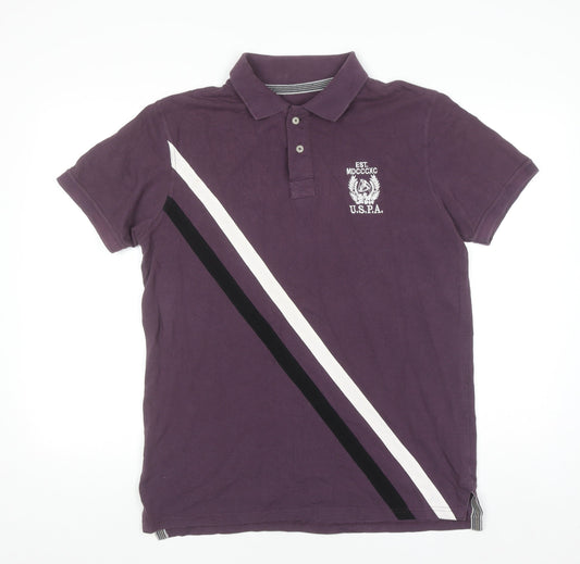U.S. Polo Assn. Men's Purple 2XL Cotton Colourblock Polo Shirt