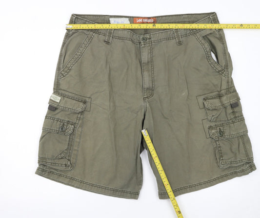 Lee Dungarees Men's Khaki Green Cargo Shorts Size 42 Cotton Workwear