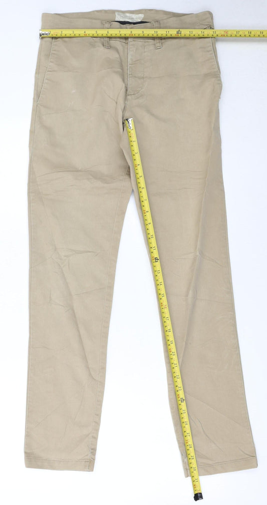 Carhartt Men Beige Chino Trousers 30x32 Cotton Blend Slim Fit