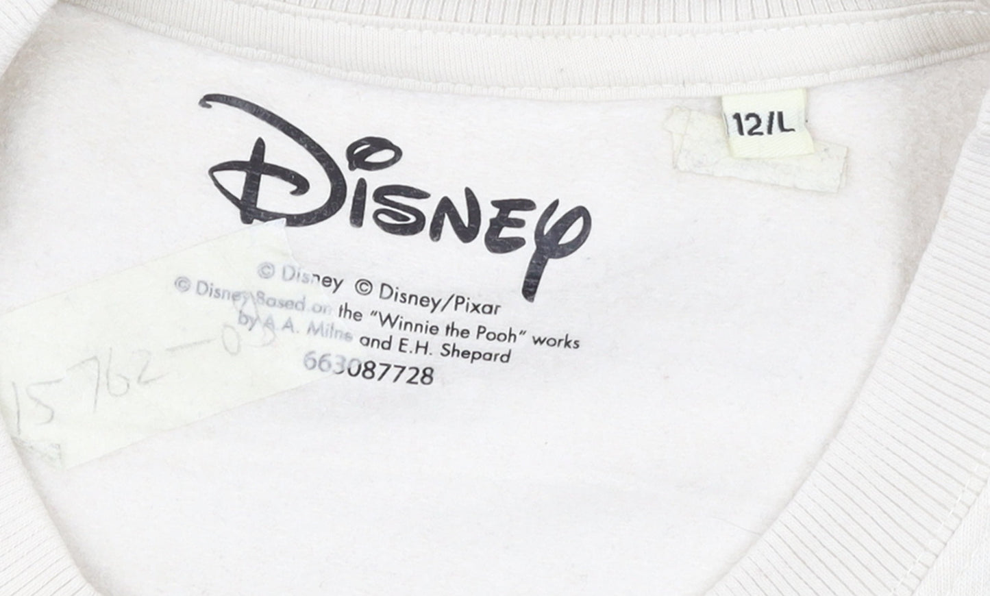 Disney Women Beige Mickey Mouse Pullover Sweatshirt Size 12 L