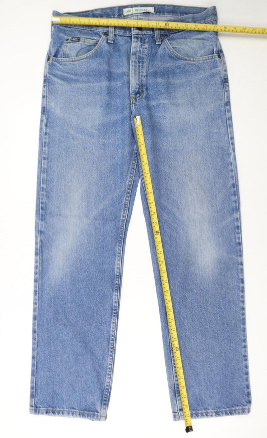 Lee Men's Blue Regular Fit Straight Leg Denim Jeans 34x32