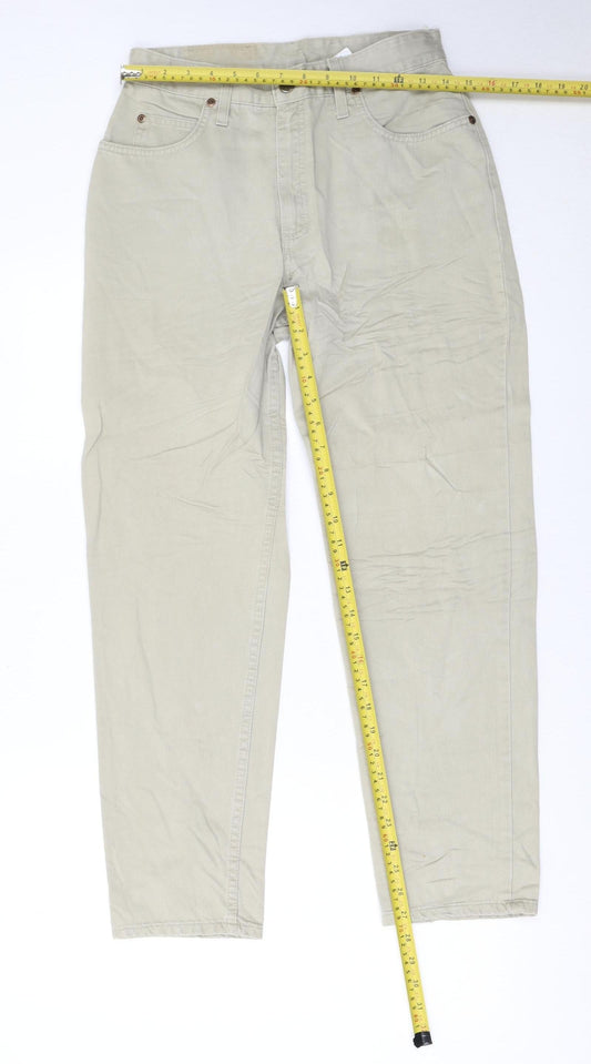 Lee Womens Beige High Rise Virginia Straight Fit Jeans Size 14