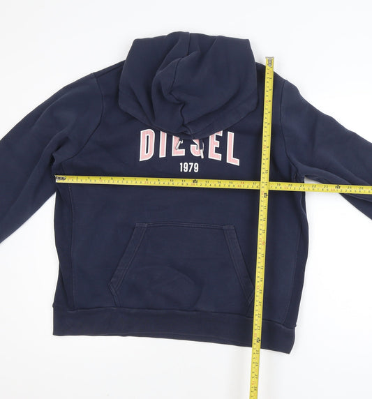 Diesel Mens Blue XL Pullover Hoodie Graphic Logo Sweatshirt