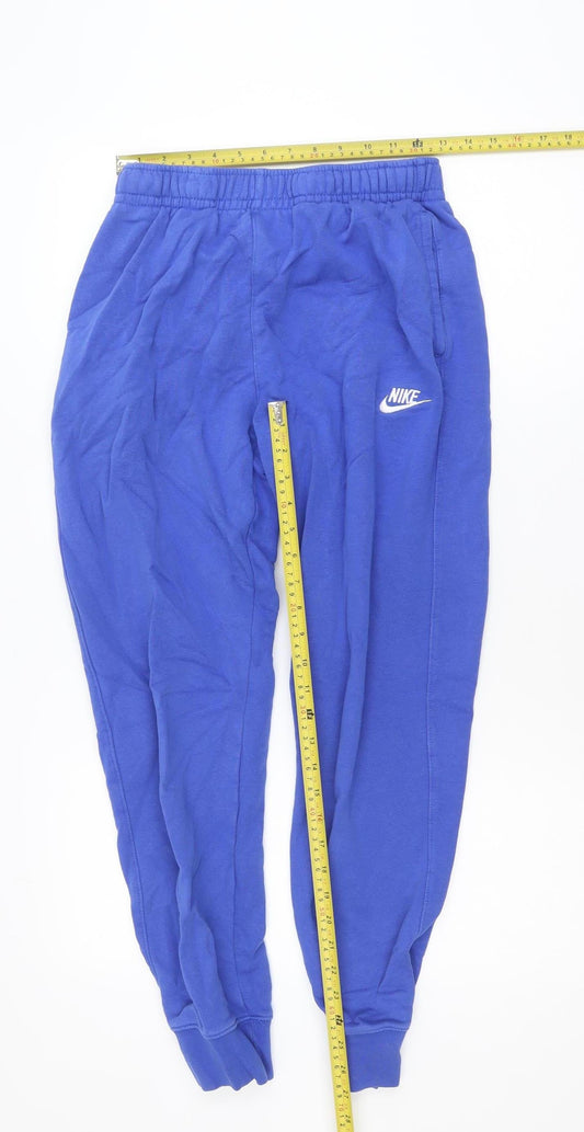 Nike Men Blue Small Jogger Sweatpants Cotton Blend Drawstring