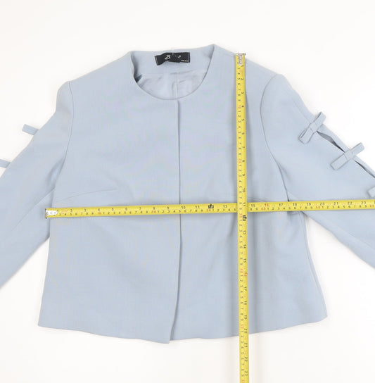 Badoo Women's Blue Size 12 Tailored Bow Detail Blazer Jacket