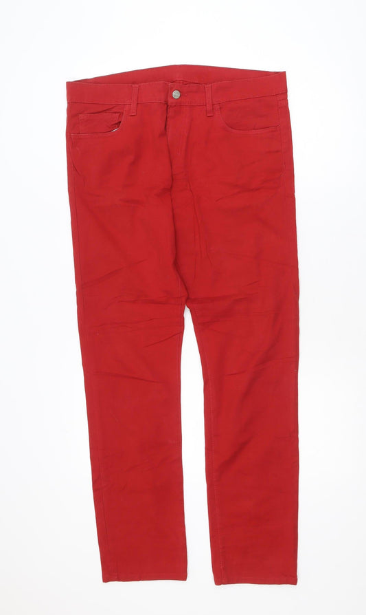 Carhartt Women Red Straight Jeans 34 Regular Stretch Cotton