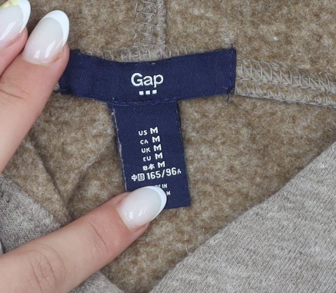 GAP Women Beige Pullover Hoodie Medium Logo Casual Soft Fleece