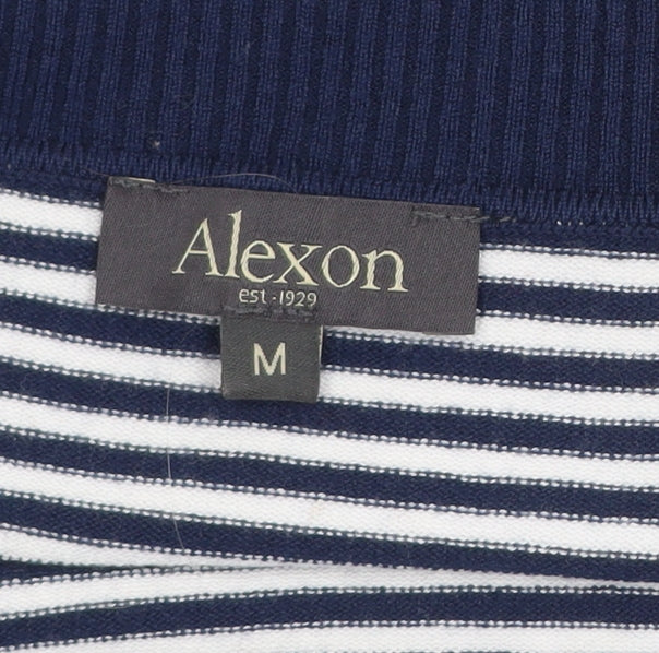 Alexon Women's Blue Striped Boat Neck Short Sleeve Knit Top Size M