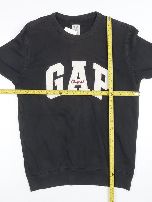 GAP Men's Black XS Pullover Logo Sweatshirt Crew Neck Cotton Blend