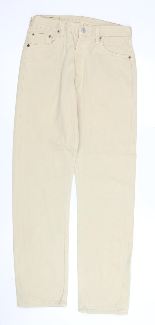 Levi's 501 Men's Beige Straight Jeans W30 L32 Cotton Classic Fit