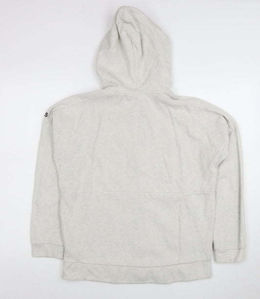 Adidas Women Grey Full Zip Hoodie Size 14 Cotton Blend Hooded Sweatshirt